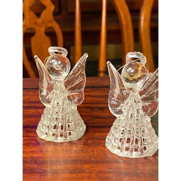 VTG Hong Kong Set of 4 Plastic "crystal" Angel Christmas Ornaments 2.5 in tall - Picture 4 of 14